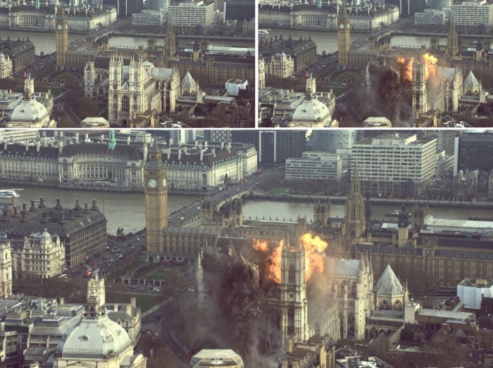 Demolice WestminsterAbbey pohled zepředu - Pád Londýna